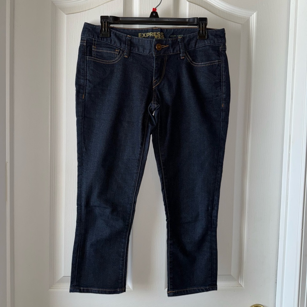 Express Women's Zelda Crop Dark Blue Jeans low rise sz 4